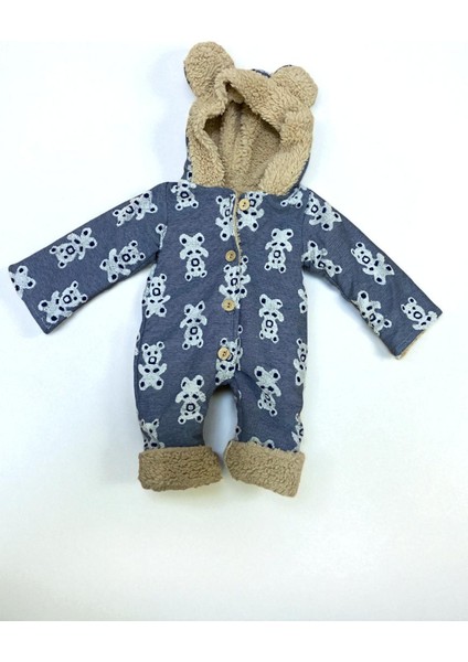 0-3 Ay Erkek Bebek Içi Kuzu Astarlı Dışı Jakarlı Desen Nakışlı Düğmeli Kapşonlu Tulum fiyatları