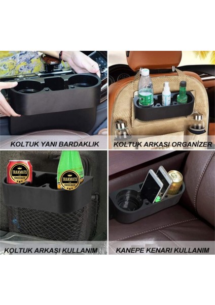 Mini Cooper (R56) 2006-2007-2008-2009-2010-2011-2012-2013 Araç Içi Koltuk Arası Bardak Tutucu & Başlık Askılı Bardaklık Organizer – Siyah, 26.5X8X9.5 cm – Pratik Eşya Düzenleyici indirimleri