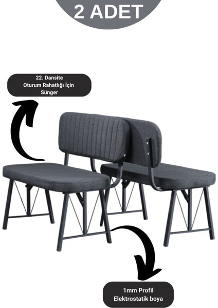 Elfin 70X110CM Sabit Beyaz, Yemek Masası, Yemek Masası Takımı, 2 Antrasit Benchli modelleri