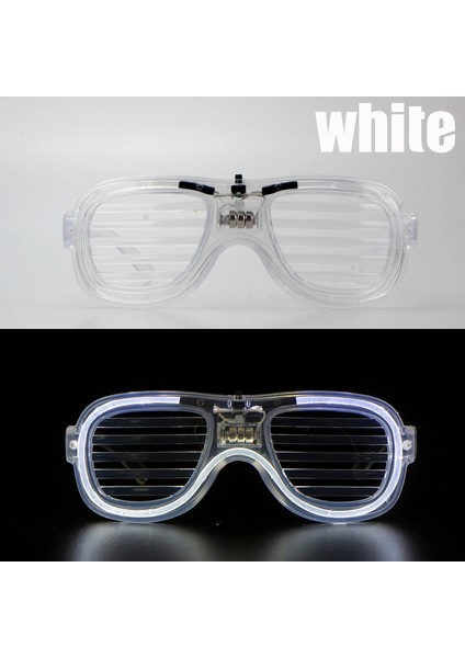 Zeroshop Beyaz LED Işıklı Parti Gözlüğü - Neon Glow Şerit Gözlük 3 Modlu