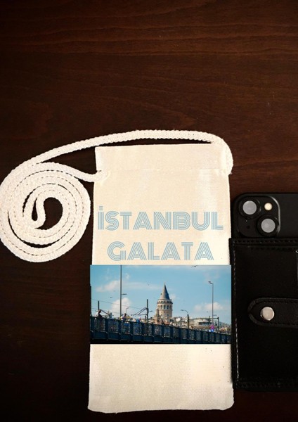 Lewiba Istanbul Tasarımlı Çift Örgülü Halat Ip Premium Baskı Kalites Pasaport Telefon Çantası