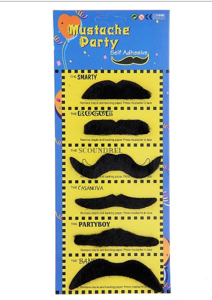 Zeroshop Karnaval Kostüm Partisi Bıyığı 6 Model 6 Adet