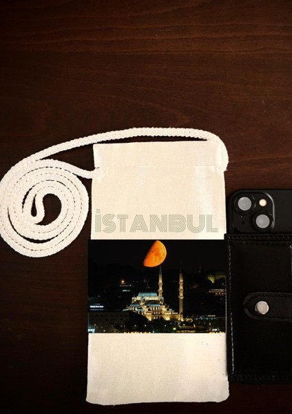 Lewiba Istanbul Tasarımlı Çift Örgülü Halat Ip Premium Baskı Kalites Pasaport Telefon Çantası