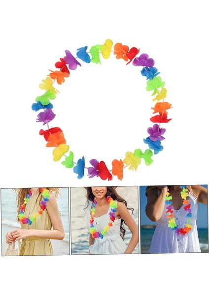 Zeroshop Hawaii Çiçekli Boyun Kolyesi - Renkli Tropikal Parti Leisi