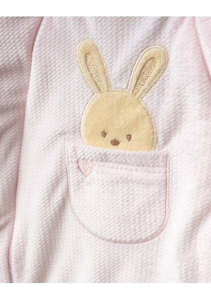 Sevimli Tavşan Desenli Kapüşonlu Wellsoft Astarlı Astronot Kozmonot Tulum