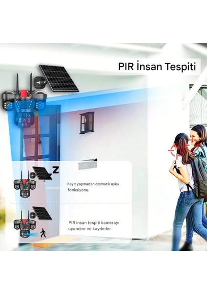 O-Kam 7070 9MP Lens 3 Kamera UltraHD 4G Solar Akıllı Güvenlik Kamerası