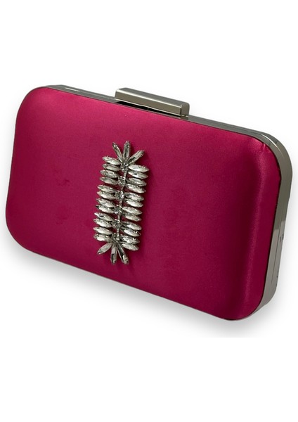 Fuşya Renk Saten Gümüş Kasalı Gümüş Taşlı Abiye Çanta Gece Çantası Düğün Nişan Portföy fiyatları