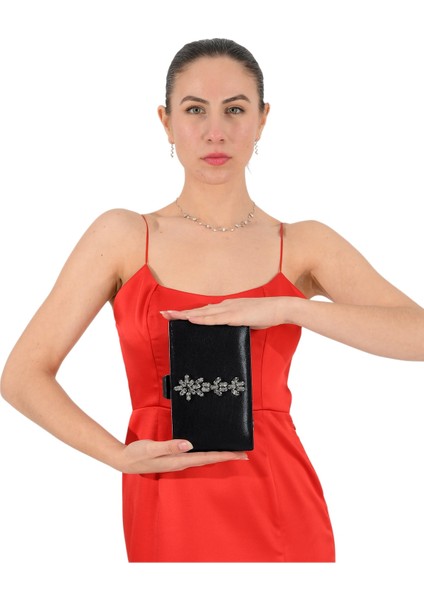 Siyah Sıvama Saten Kristal Taşlı Abiye Çanta Gece Çantası Nişan Düğün Çantası fırsatları