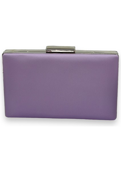 Lila Renk Çizilmez Saten Abiye Çanta Gece Çantası Nişan Düğün Çantası El Çantası