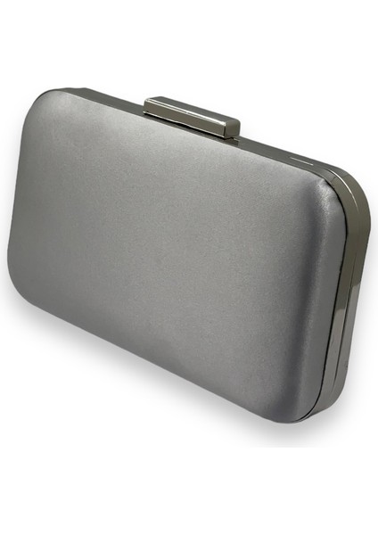 Gümüş Gri Renk Saten Gümüş Kasalı Abiye Çanta Gece Çantası Düğün Nişan Portföy fiyatları