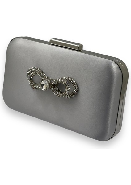 Gri Renk Saten Gümüş Kasalı Gümüş Taşlı Abiye Çanta Gece Çantası Düğün Nişan Portföy fiyatları