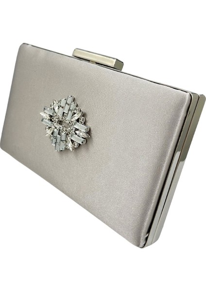 Vizon Renk Saten Gümüş Kasalı Gümüş Taşlı Abiye Çanta Gece Çantası Düğün Nişan Portföy fiyatları