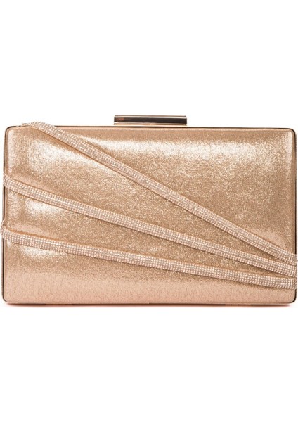 Rose Gold Taşlı Bayan Abiye Çanta Gece Çantası Düğün Nişan Portföy