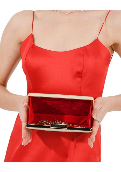 Altın Renk Simli Abiye Çanta Gece Çantası Nişan Düğün Çantası indirimleri