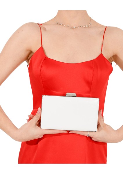 Sedef Renk Inci Beyazı Ekru Rugan Abiye Çanta Gece Çantası Düğün Nişan Çantası