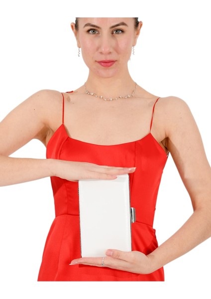 Sedef Renk Inci Beyazı Ekru Rugan Abiye Çanta Gece Çantası Düğün Nişan Çantası fırsatları