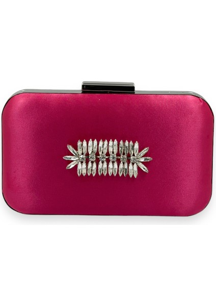 Fuşya Renk Saten Gümüş Kasalı Gümüş Taşlı Abiye Çanta Gece Çantası Düğün Nişan Portföy fiyatları