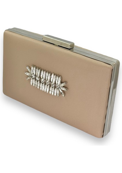 Vizon Renk Çizilmeyen Saten Gümüş Taşlı Abiye Çanta Düğün Nişan Çantası fiyatları