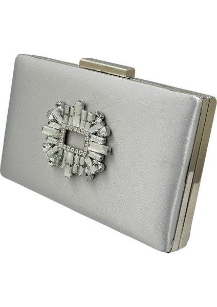 Gümüş Gri Renk Saten Gümüş Kasalı Gümüş Taşlı Abiye Çanta Gece Çantası Düğün Nişan Portföy fiyatları