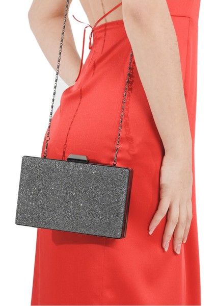 Antrasit Platin Simli Gümüş Kasalı Abiye Çanta Gece Çantası Nişan Düğün Çantası El Çantası fiyatları