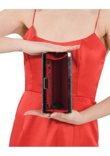 Antrasit Platin Simli Gümüş Kasalı Abiye Çanta Gece Çantası Nişan Düğün Çantası El Çantası indirimleri