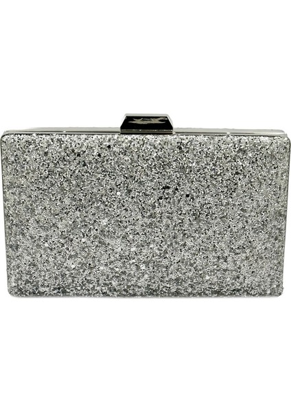 Gümüş Gri Lame Renk Pullu Pul Payet Çanta Gece Çantası Abiye Çanta Portföy Clutch
