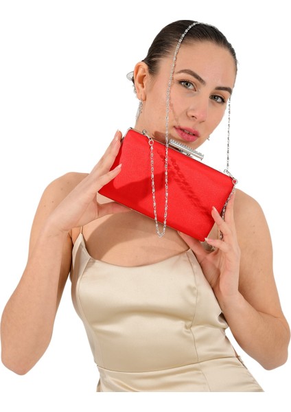 Kırmızı Renk Saten Taşlı Kasa Abiye Çanta Gece Çantası Düğün Nişan Çantası fırsatları