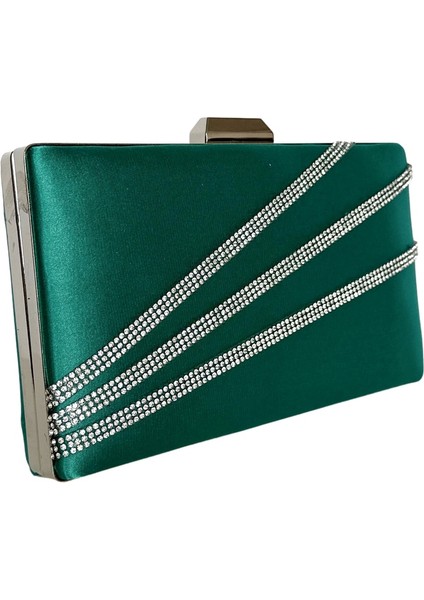 Yeşil Renk Saten Gümüş Kasalı Gümüş Taşlı Abiye Çanta Gece Çantası Düğün Nişan Portföy fiyatları