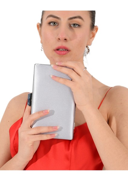 Gri Renk Saten Abiye Çanta Gece Çantası Düğün Nişan Çantası fırsatları