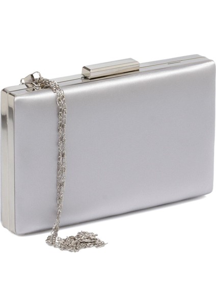 Gümüş Gri Renk Gümüş Kasalı Saten Abiye Çanta Gece Çantası Nişan Düğün Çantası El Çantası fiyatları