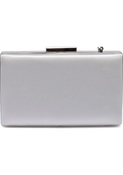 Gümüş Gri Renk Gümüş Kasalı Saten Abiye Çanta Gece Çantası Nişan Düğün Çantası El Çantası modelleri