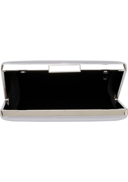 Gümüş Gri Renk Gümüş Kasalı Saten Abiye Çanta Gece Çantası Nişan Düğün Çantası El Çantası fırsatları