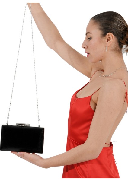 Siyah Renk Kırışık Rugan Abiye Çanta Düğün Nişan Gece Çantası El Yapımı fırsatları