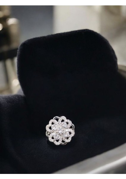 360 Derece Dönen Çiçekli Kalp Modeli Çelik Yüzük