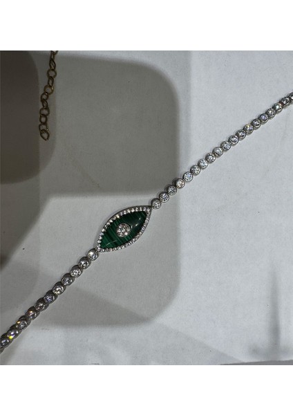 Göz 2 Tennis Gümüş Bileklik Ms3282, 925r Ayar Kadın Gümüş Bileklik, Rodaj Kaplama