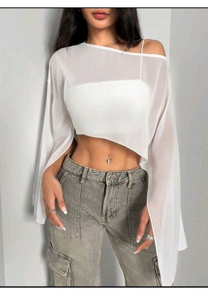Kadın Yarasa Model Salaş Tül Bluz