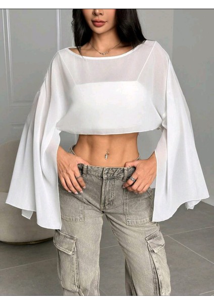 Kadın Yarasa Model Salaş Tül Bluz modelleri