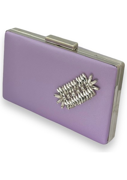 Lila Renk Çizilmeyen Saten Gümüş Taşlı Abiye Çanta Düğün Nişan Çantası fiyatları