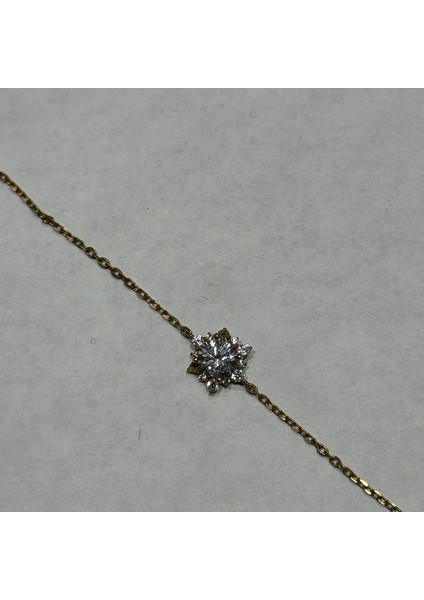 Yıldız Gümüş Bileklik Ms3285, 925 Ayar Kadın Bileklik, Altın Kaplama, İthal Ürün