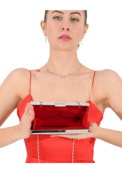 Gri Renk Saten Abiye Çanta Gece Çantası Düğün Nişan Çantası indirimleri