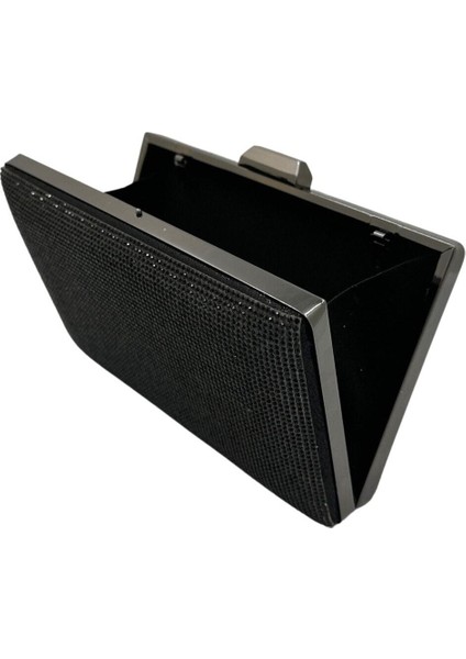 Siyah Renk Taşlı Abiye Çanta Gece Çantası Düğün Nişan Portföy