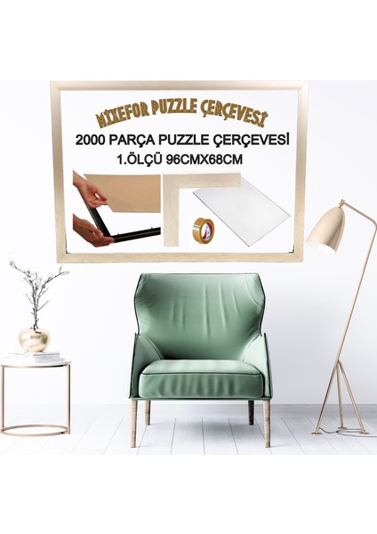 2000 Lik Puzzle Çerçevesi Renk Gümüş