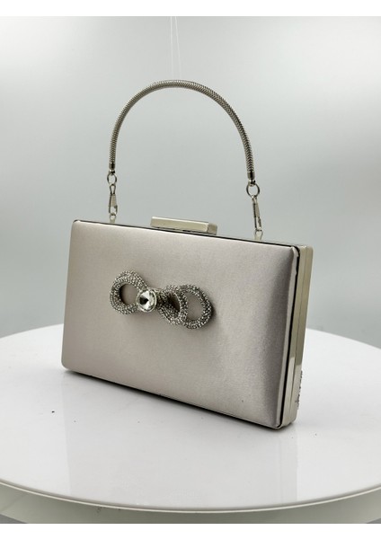 Vizon Renk Saten Gümüş Kasalı Gümüş Taşlı Abiye Çanta Gece Çantası Düğün Nişan Portföy fiyatları