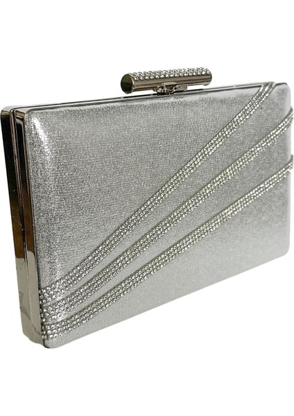 Gümüş Lame Renk Gümüş Taşlı Abiye Çanta Gece Çantası Düğün Nişan Portföy modelleri