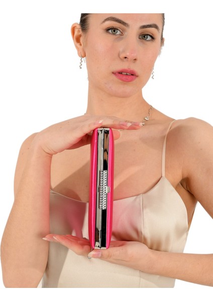 Fuşya Renk Saten Abiye Çanta Gece Çantası Nişan Düğün Çantası modelleri