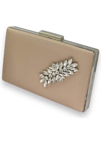 Vizon Renk Çizilmeyen Saten Gümüş Taşlı Abiye Çanta Düğün Nişan Çantası fiyatları