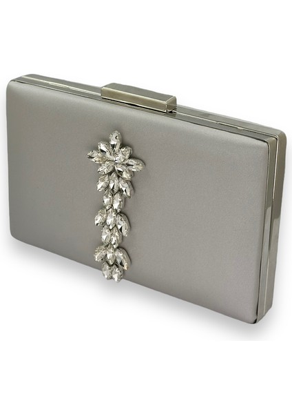 Gümüş Gri Lame Renk Çizilmeyen Saten Gümüş Taşlı Abiye Çanta Düğün Nişan Çantası fiyatları