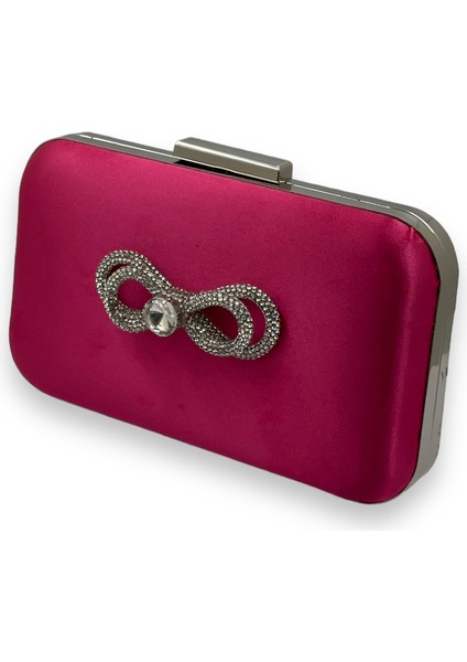 Fuşya Renk Saten Gümüş Kasalı Gümüş Taşlı Abiye Çanta Gece Çantası Düğün Nişan Portföy fiyatları