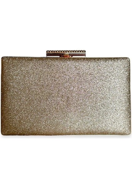 Altın Gold Dore Renk Simli Abiye Çanta Gece Çantası Düğün Çantası Taşlı Çanta El Çantası