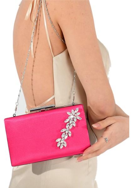 Fuşya Pembesi Saten Kristal Taşlı Abiye Çanta Düğün Nişan Gece Çantası El Yapımı Çanta fiyatları